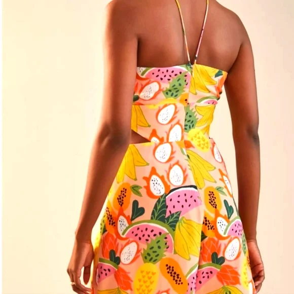 Hutch Anthropologie Jeslyn Tropical Fruit Cutout Halter Romper SZ S - Picture 8 of 8